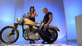 Vintage Biker Babe gets nailed hard on the ride