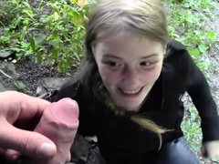 Evelina and Jani fuck in the forest outdoors