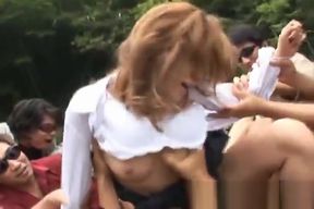 Dirty Asian Babe, Akane Hotaru, Gives Scorching Blowjob Outdoors