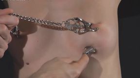 Pretty Bdsm Sub Dominated With Nipples Clamps, Flogger And Whip