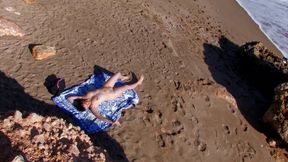 caught sunbathing naked on the stand - the punishment was a horny fuck
