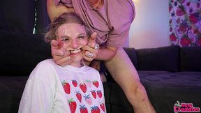 blonde girl s face fucked, trachea ruined forever, thick facial