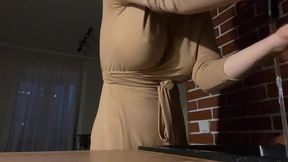 sex in the kitchen. while it s night outside, you fuck my tight pussy in the kitchen and pour your warm cum on my natural elastic tits. full video