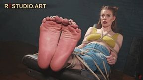 Brittany Strapped to the Bench Barefoot Part 1 – Intense Bastinado for Her Big Feet (FULL HD MP4)
