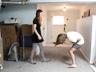 Ebony (& White) & Blue all over - Ballbusting & Trampling