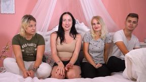 Putting on a condom for the dildo before fucking the hot blonde