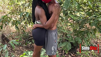 Couple fuck outdoor in a tropical rain forest