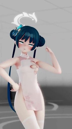 Blue Archive Ryuuge Kisaki Hentai Undress Dance Mmd 3D Blue Hair Color Edit Smixix