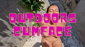 Exhibitionist couple fuck outdoors and POV cumface
