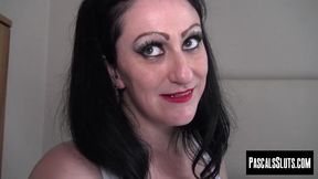 Busty Curvy Gal takes it deep into her tight asshole while being slapped