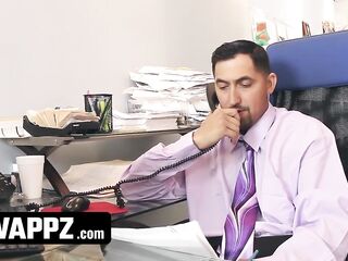 Office Exchange: Excited Stepdads Trade Teeny Stepdaughters