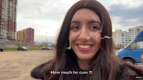 stranger came massively on my face in car after helping fix it - crazy public cumwalk
