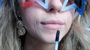 Blue Lipstick Blowing Bubbles (HD) WMV