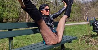 Slutty bitch really enjoys to walk without underwear in public places