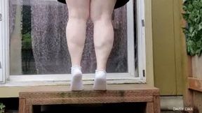 Outdoor BBW Calf Stretches with Ankle Socks *HD
