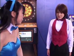 Sneaky Sis Jyuri Himesaki &amp; Friends Toying &amp; Cumming in Crowded Darts Joint