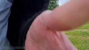 man flashes cock in public and cumshot near blonde girl