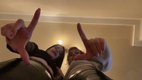 POV Butt Drops and Spitting Humiliation With Mistresses Kira and Sofi (MP4 HD 1080p)