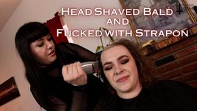 Head Shaved Bald and Fucked with Strapon - SD -with Lita Lecherous and Jane Judge in this salon haircut fantasy with a sexy barber shaving long hair in a black cape, neck closeups and a blowjob during the headshave, and a razor shave and oiling to smooth