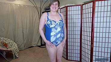 Teasing You In Blue & White Swimsuit - Clara Crisp Knows About Your Bathing Suit Fetish - Enjoys Teasing You To Cum