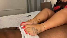 @Prettypediprin matte red french tips footjob (Angle #2)