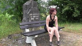 Fucked outdoors spontaneously on a park bench