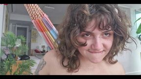 Young, Big-assed, Lactating Babe Showing off From the Window and Enjoying a Nice Blowjob