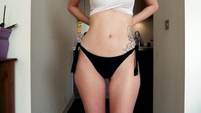 try on - different bikinis, stripping naked