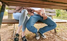 Quick Cumshot after Intense Handjob Outdoors