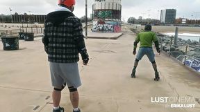 Erika Lust gets spanked into submission by roller derby dominatrix