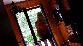French blonde bombshell ravaged in lesbian BDSM with rubber rod and silicone dildo