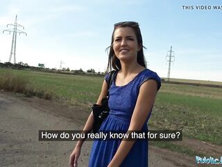 Public Agent Taut hawt Czech hairless vagina drilled outdoors