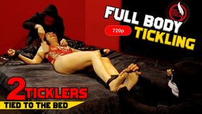2 Ticklers for Ticklish Bambi | Bed Restrained and Tickled | Merciless Tickling Toetied - 720p