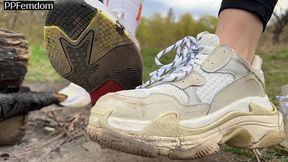 you have to lick the dirty sneakers of two girls after chasing them while looking at their butts