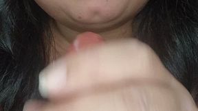 SSBBW masked Latina sucks realistic dildo