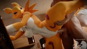 Renamon takes it hard and deep, creampie and all, in raunchy animated flip