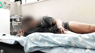 Old man gets horny and creampies on cheap bed in a narrow nap room.