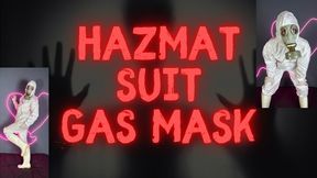 hazmat suit gas mask and gloves breath