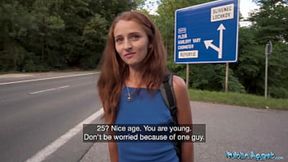 Redhead Gets Licked by Huge Str8 Dick&#x1F32D; on Public Agent Hitch