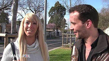 Slutty blonde sucks and fucks cock in public park