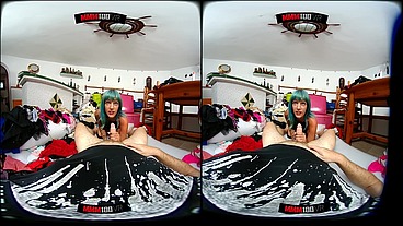3d VR fuck with Stefani Tarrago and her powerful vibrator