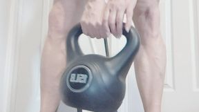 Tempest using kettle ball to work arms