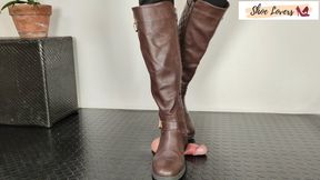 Brown boots hard trampling cock crush 4k