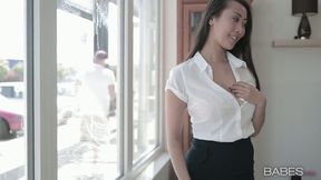 Sweet Asian girl from France Sharon Lee riding a dick in an office