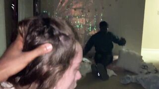 freaky snow bunnys take two big black cock for dinner while her