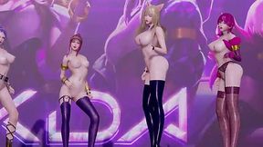 Busty and hot charcters from League of legends are dancing naked in this nice clip