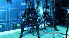 Rubber doll gas mask tease