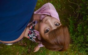 Sexy Anna Anjo gives Japanese blowjob in outdoor