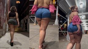 puerto rican boricua mami faux candid thick legs and natural fat ass worship asmr slow motion high heels short shorts