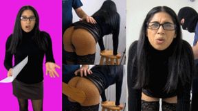 Secretary eRica demands you act out the dirty stories your wrote about her! Watch her get spanked and paddled in her leather skirt & tight turtleneck
